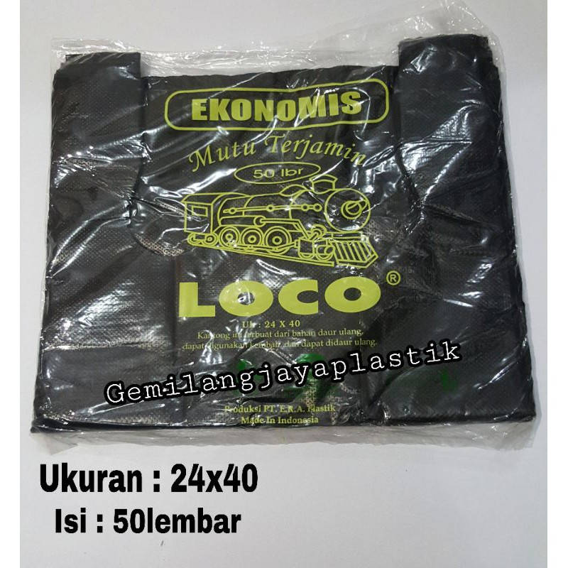 Kantong Plastik Loco Hitam Ekonomis Uk 24 Isi 50 Lembar