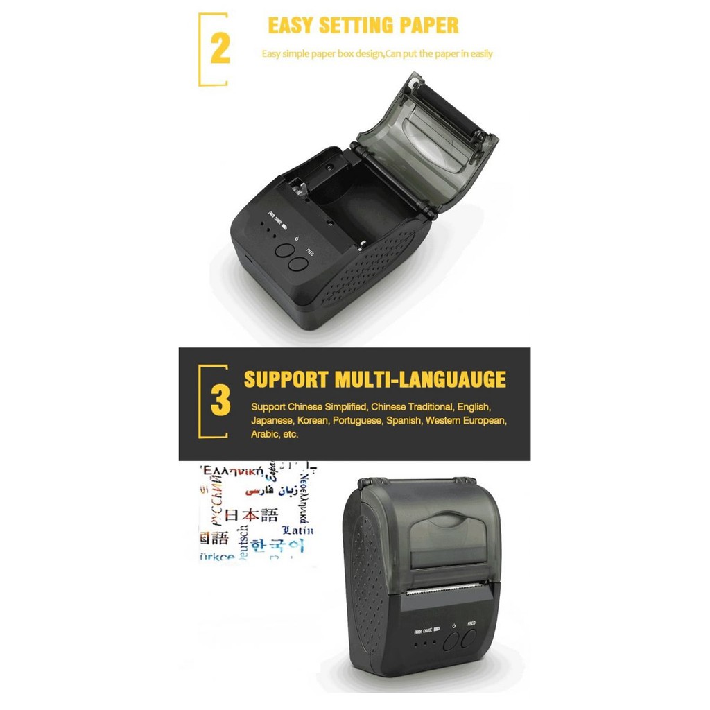 ZJIANG ZJ-5809 - Mini Portable Bluetooth Thermal Receipt Printer - Cocok Untuk Kasir POS dan lainnya