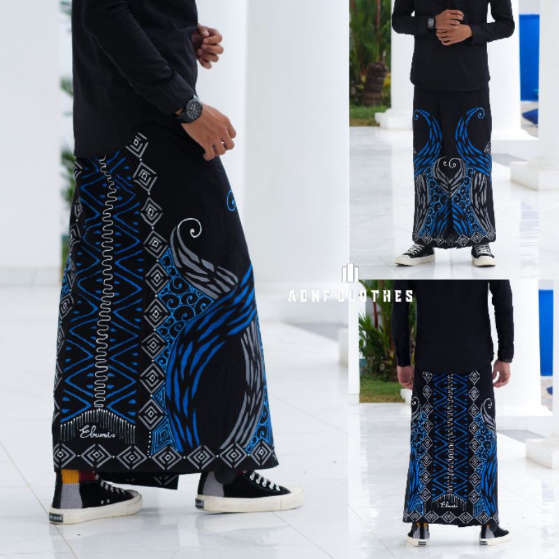 Sarung Batik Lukis Elrumi Terbaru Motif Akar Wangi Biru Bawahan Pria Muslim Keren Dan Nyaman