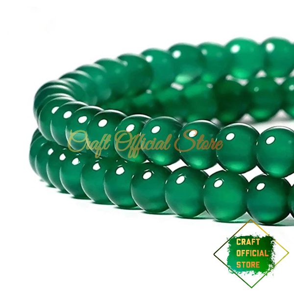 Bahan Gelang Batu Giok Hijau Natural 6.8.10mm Untuk Gelang Kalung Tasbih Craft &amp; DIY