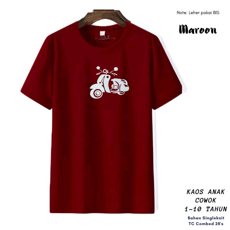 Baju Kaos Anak Cowok 3-12 tahun Remaja Dewasa ukuran S - 7XL - XXXL Dewasa VESPA