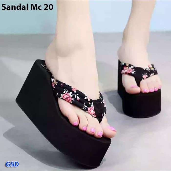 Sepatu Wedges Wanita Murah Spatu Wejes Hak Tinggi Cewek Cantik W 5583IR Sandal Mc 20 Bunga/Sandal W