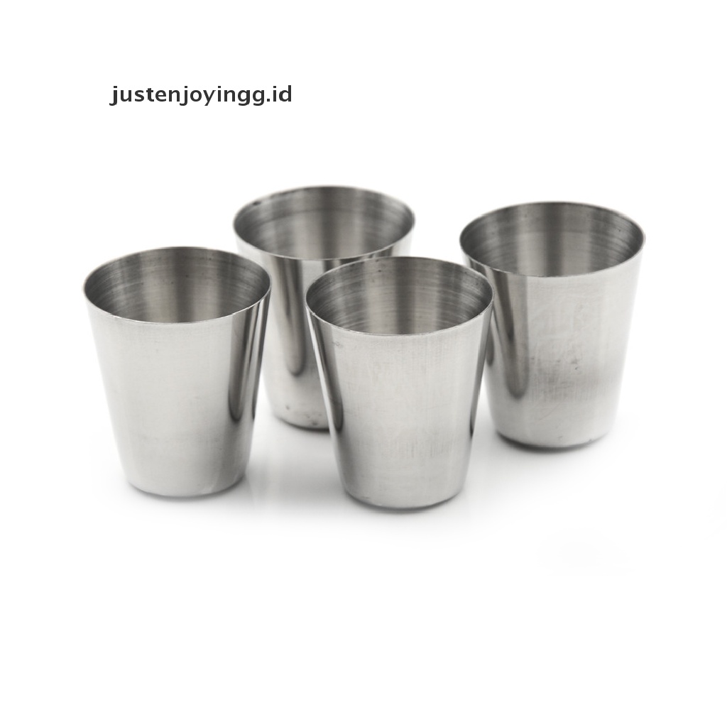 4pcs / Set Gelas Shot Bahan Stainless Steel Untuk Camping / Travel