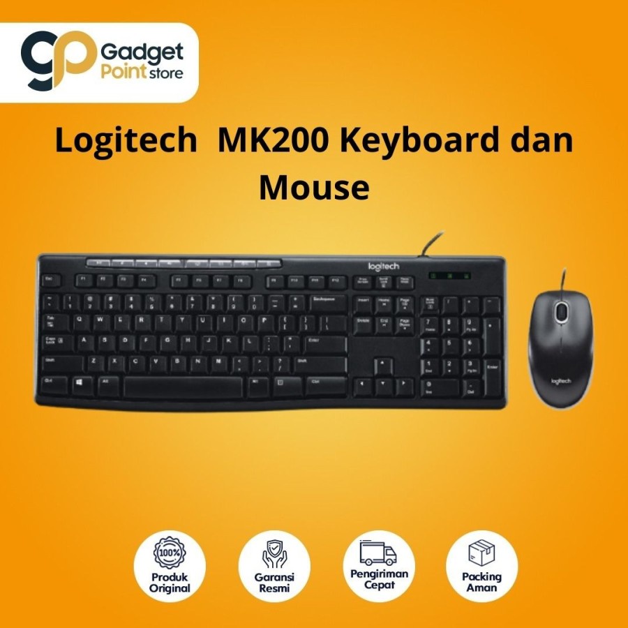 Wired Keyboard Mouse Logitech MK200 USB - Orginal Garansi Resmi