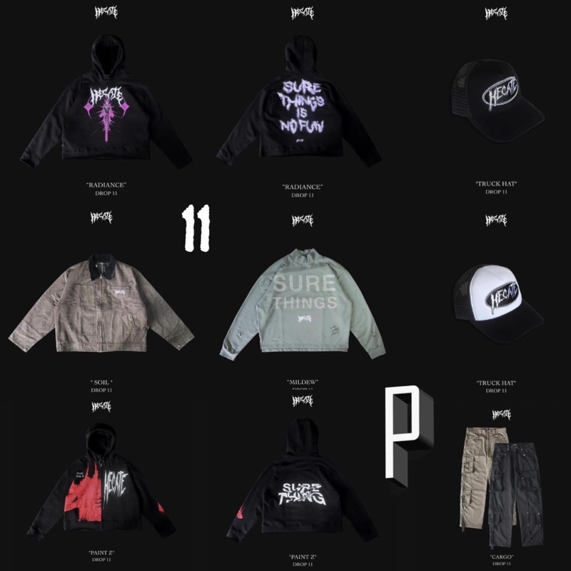 HECATE Drop 11 Soil Work / Paint ZipHood / Mildew / Radiance Hoodie / C. Wolf / Cargo pants / Trucke