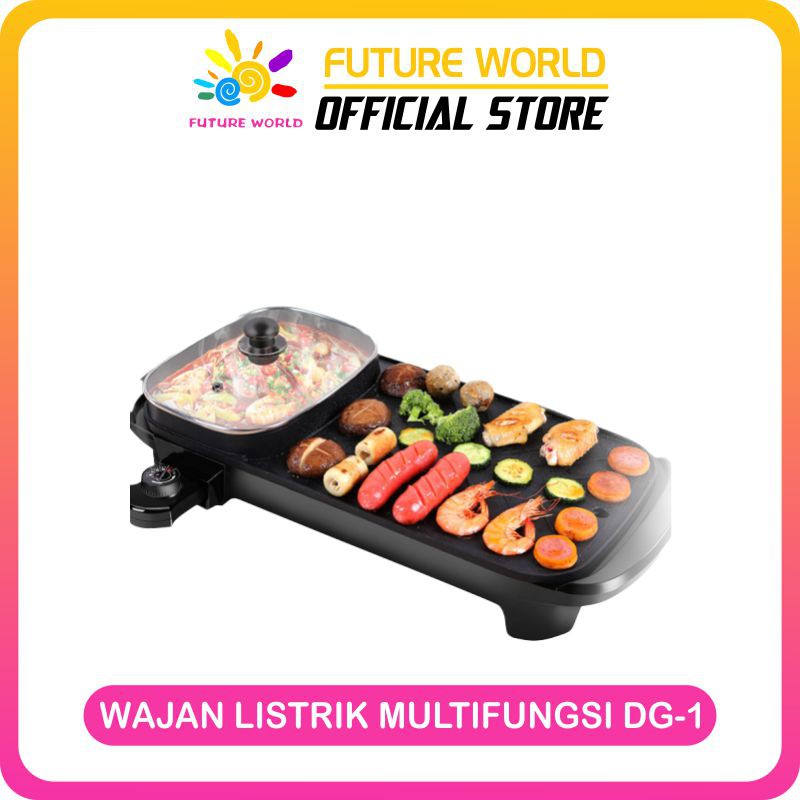 Wajan Penggoreng Kukus Hotpot Bbq 2In1 Elektrik Shabu Steampot Suki Grill Listrik Panci listrik Panci Set