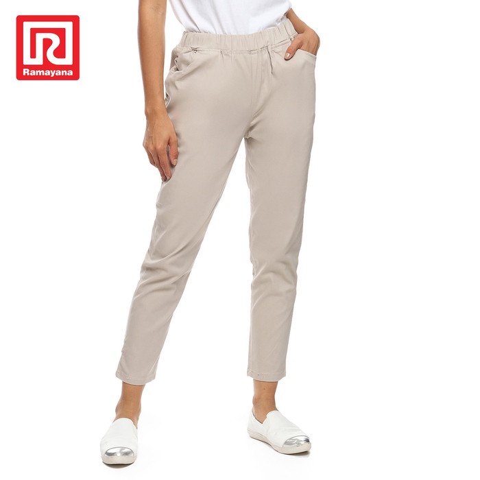 Celana Wanita Jumbo Ramayana JJ Jeans Reguler Chinos Cream 29 bahan lembut I9Q2 BISA COD premium hig