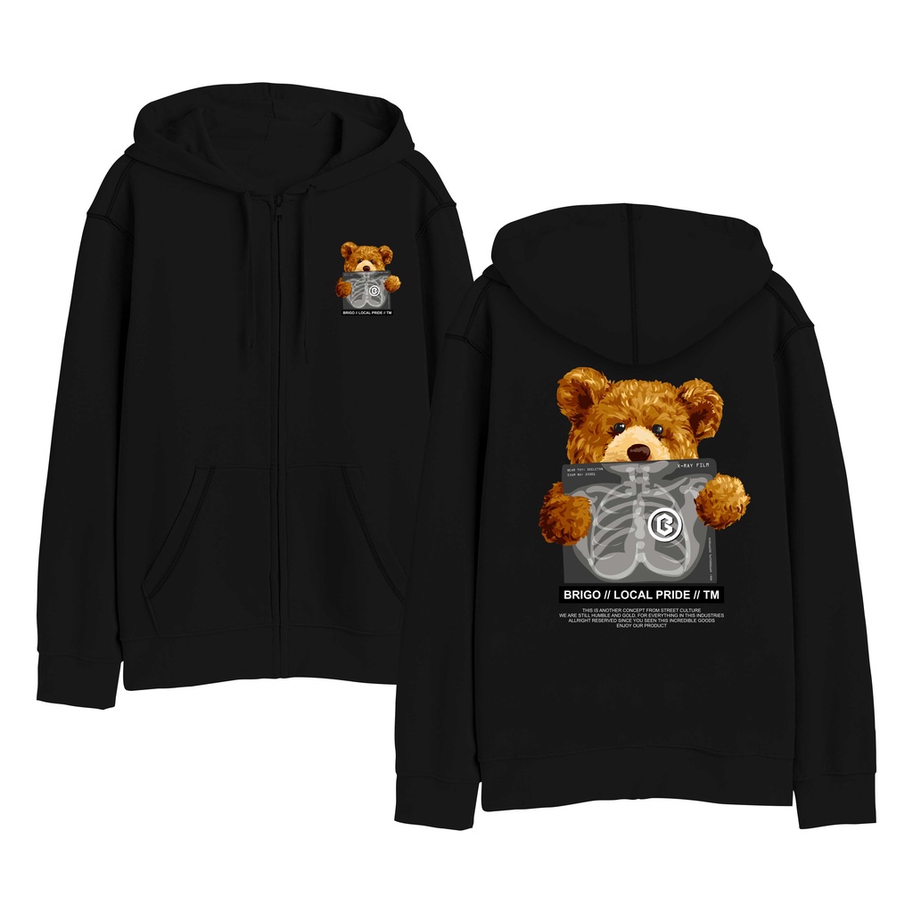 BRIGO Zipper Jumper Hoodie Bear Sick II Sweater Hoodie Resleting BRIGO Bear Sick Sablon DTF Fleece Cotton II SIZE M-XXL (Pria &amp; Wanita) Free stiker&amp;Gantungan Kunci