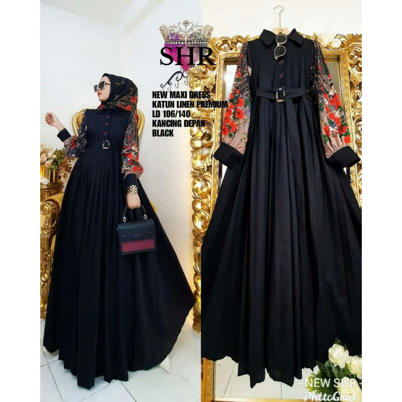READYNEWMAXI DRESS FLOWER KATUN LINEN PREMIUM  ORI SHR