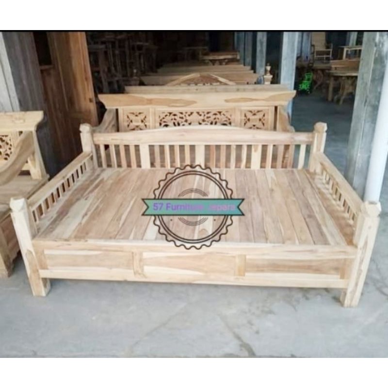 Kursi Tempat Tidur Minimalis Jati Jepara - Bale Bale Bangku Besar Jati - Mentahan