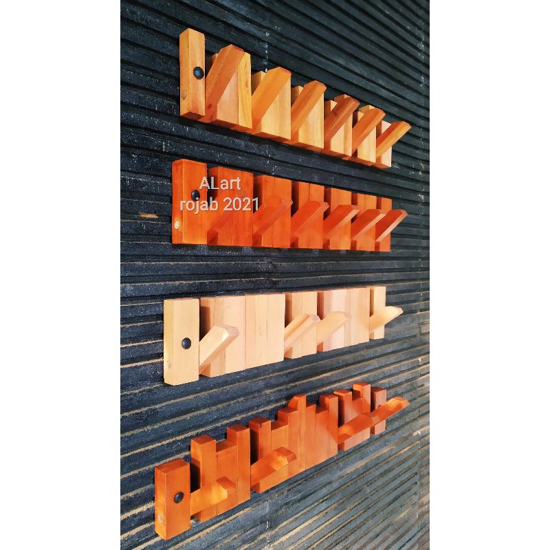 KAPSTOK KAYU Tempel Dinding | GANTUNGAN BAJU Tas Jas Topi Antik | UNIK | MINIMALIS ZIG ZAG