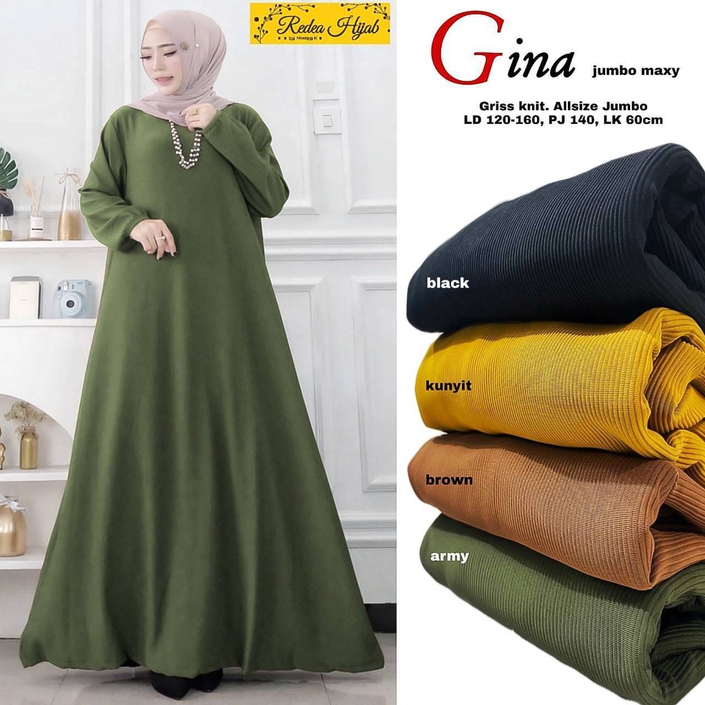 Baju Gamis Jumbo XXXXXL Ld160 Terbaru 2022 Bahan Kaos Ld 120 130 140 150 160 Tebal Adem Nyaman Gina