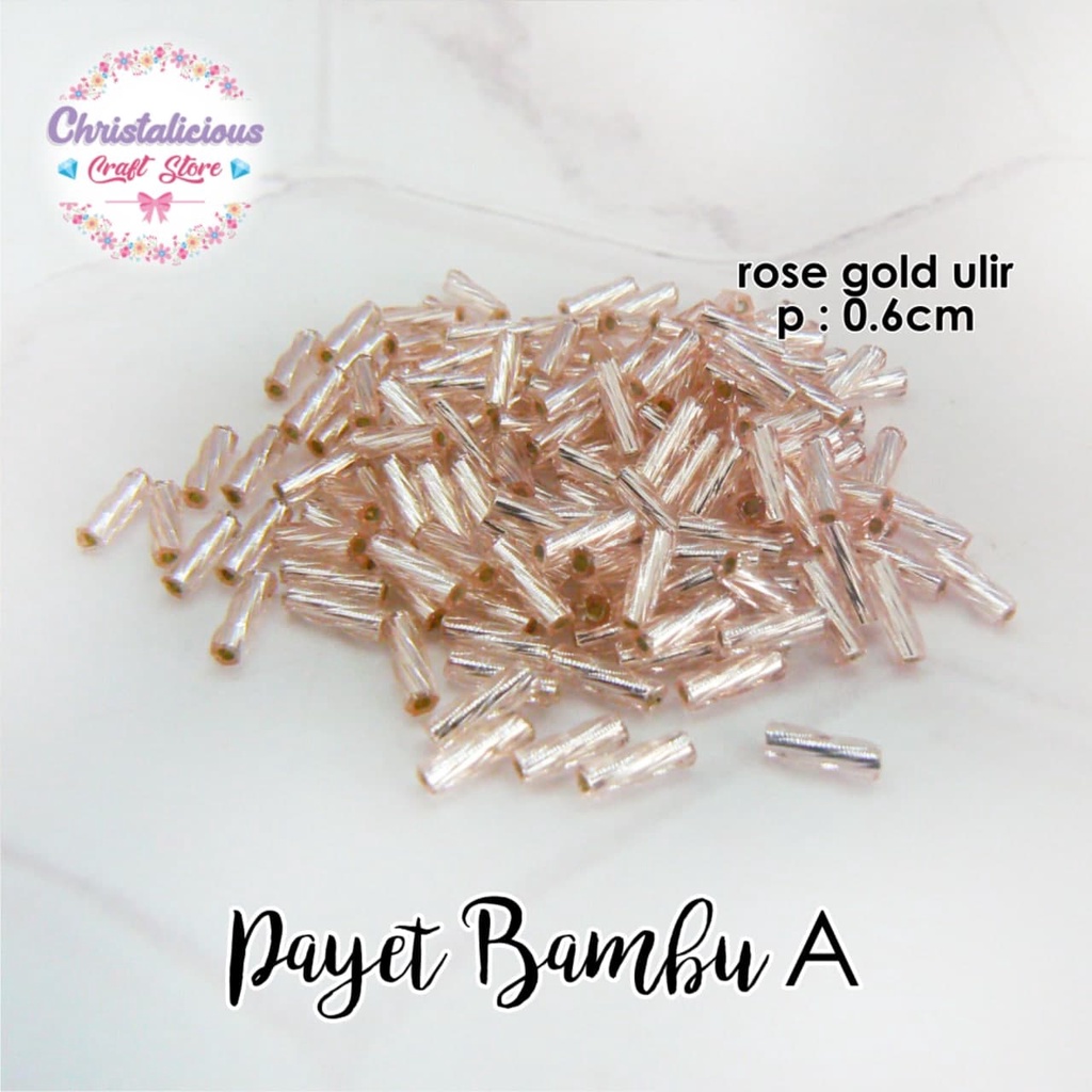 Payet Bambu Polos dan Ulir 6mm warna gold, rose gold, silver, black untuk menghias gaun, kebaya