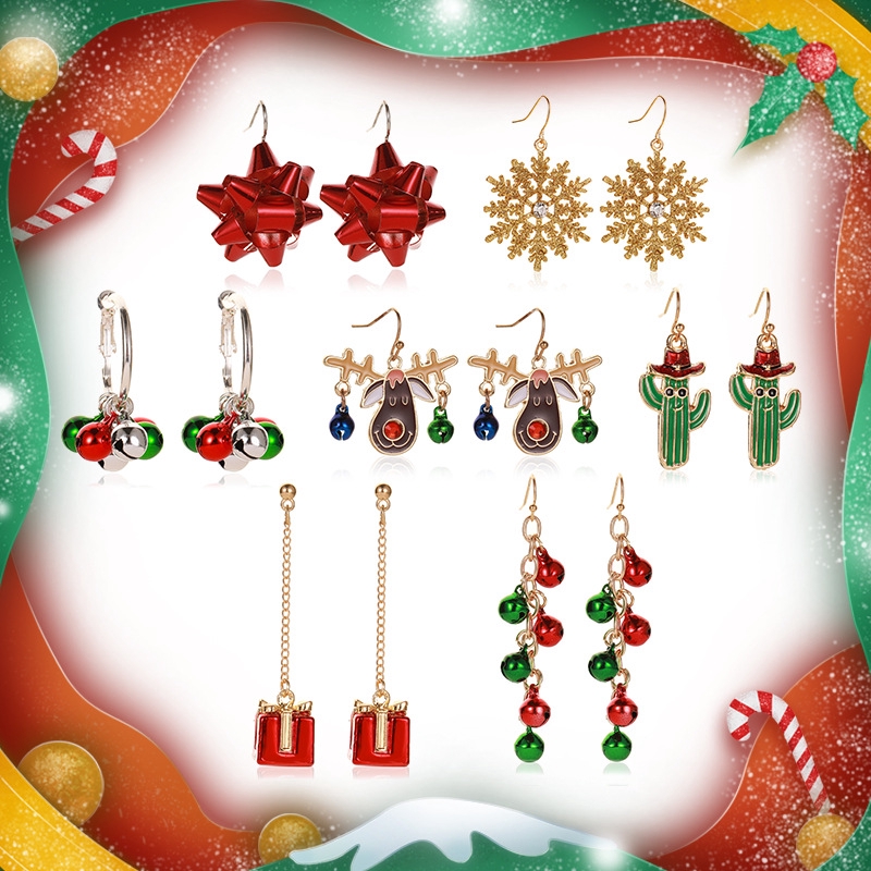 Anting-anting aksesoris fashion Kartun bell hadiah natal anting rumbai Anting lucu lonceng rusa