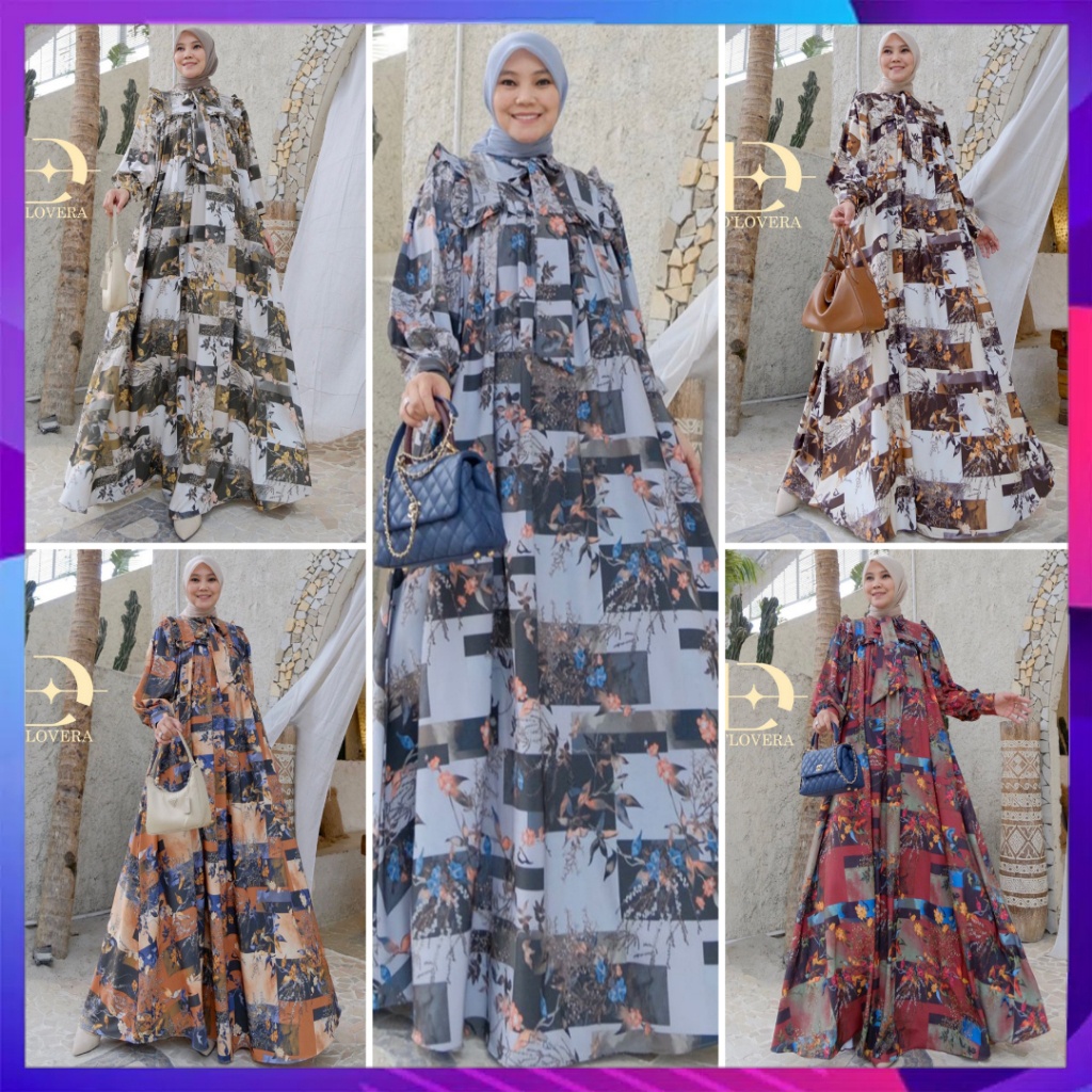 (TEBUS MURAH) D'lovera Flora Dress Original Gamis Flora Baju Wanita Baju Muslim Fashion Wanita Pakai