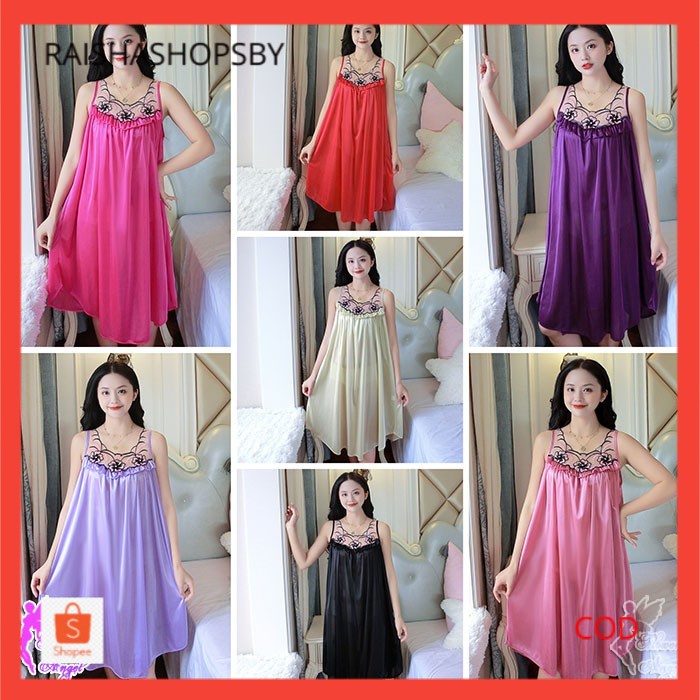 Daster Baju Tidur Satin Wanita Sexy Sleepwear