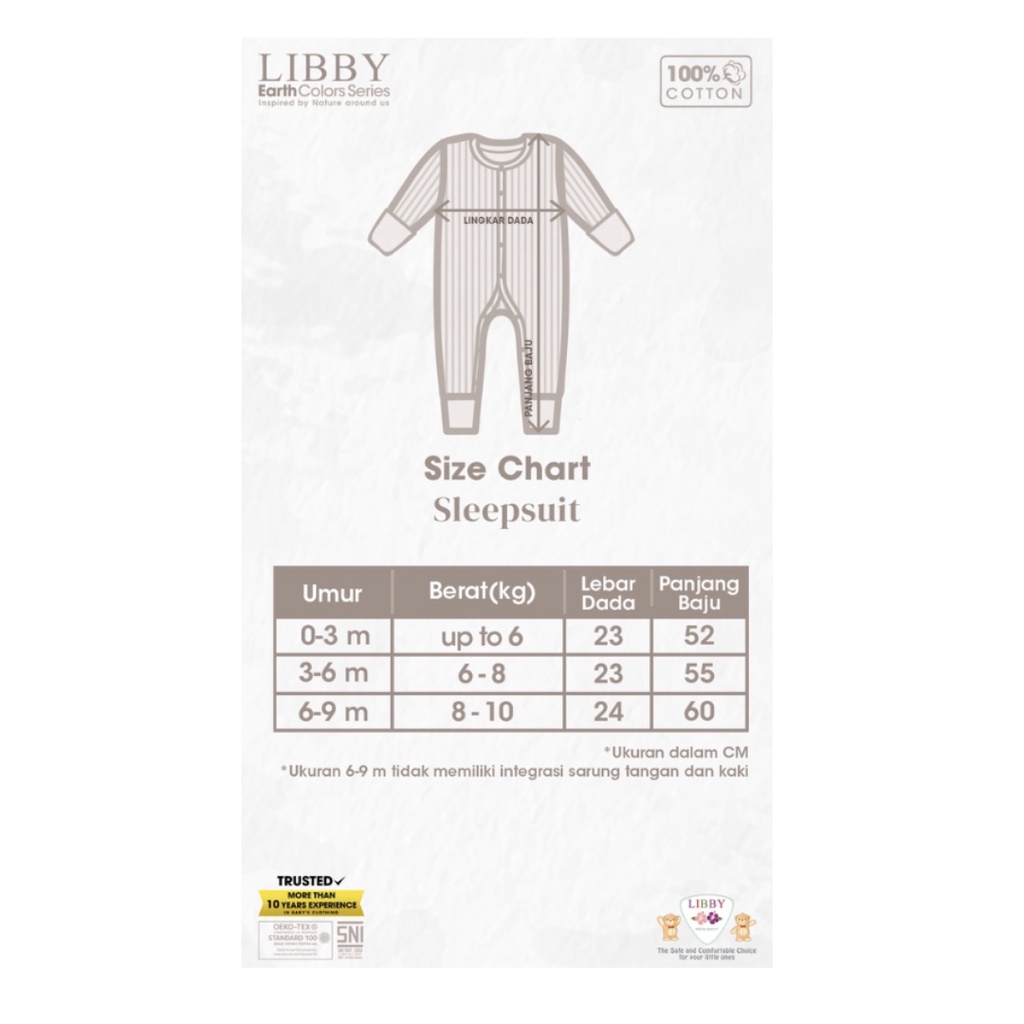 LIBBY Sleepsuit Drop Needle 0-9 Bulan (1 pcs/pack)