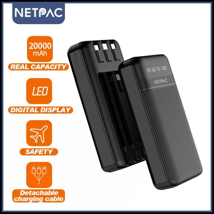 Power Bank 20000 Mah Real Capacity Led Display Portable Netpac