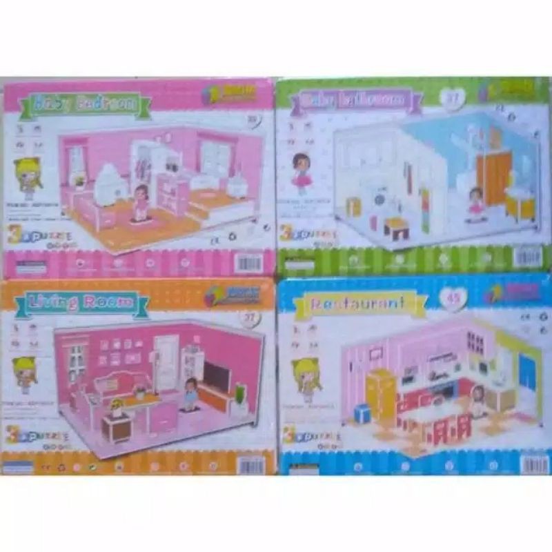 Part 2 Puzzle 3D DIY Model Ukuran Besar/3D Puzzle DIY Jigsaw (17K)