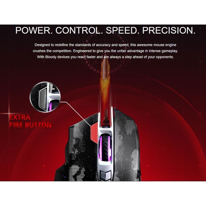 Mouse Gaming Bloody J95s Animation RGB 2-fire Ultra Core Activated