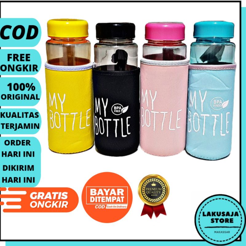 My Bottle Korean Style 500ml Botol Plastik Minum Bonus pouch Murah Terbaru Makassar