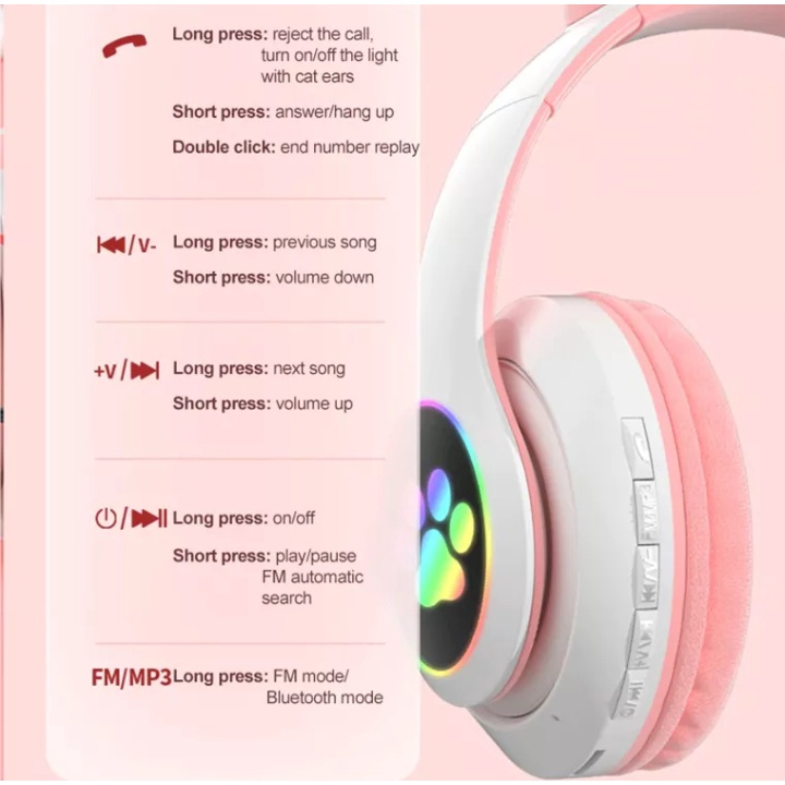 Headphone Wireless Bluetooth Variasi Model Kucing