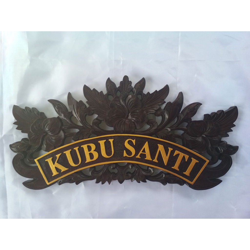 Name plate papan nama gantung dinding motif bunga pucuk