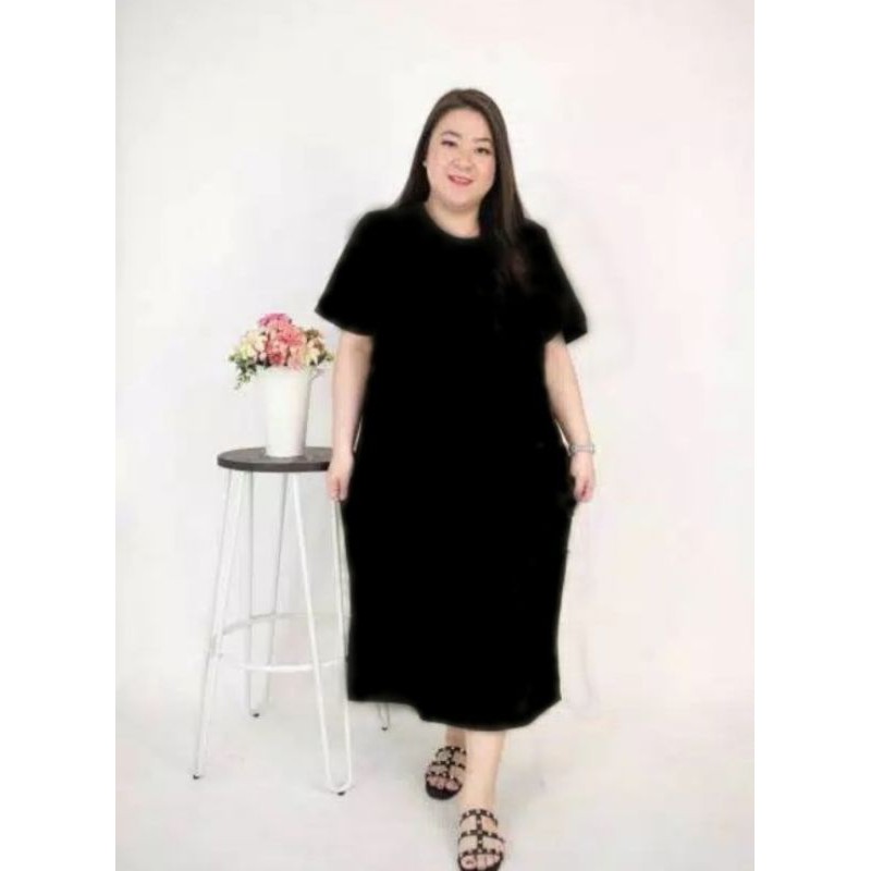 Dress Jumbo Hitam Polos/ Dress Big Size/BEST SELLER