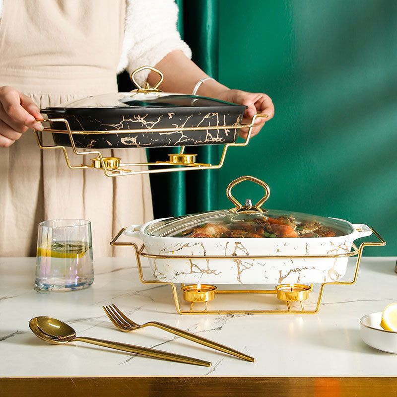 Piring Saji Keramik Prasmanan Canada Serving Plate / Marble Serving Dish Plate - Peralatan Makan Pir