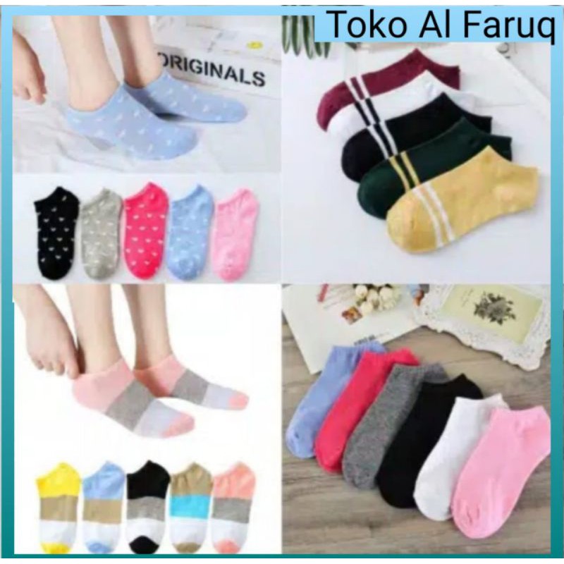 Kaos Kaki Semata kaki Love Polos Garis Salur/ Kaos Kaki Ankle Cute Toko Al Faruq