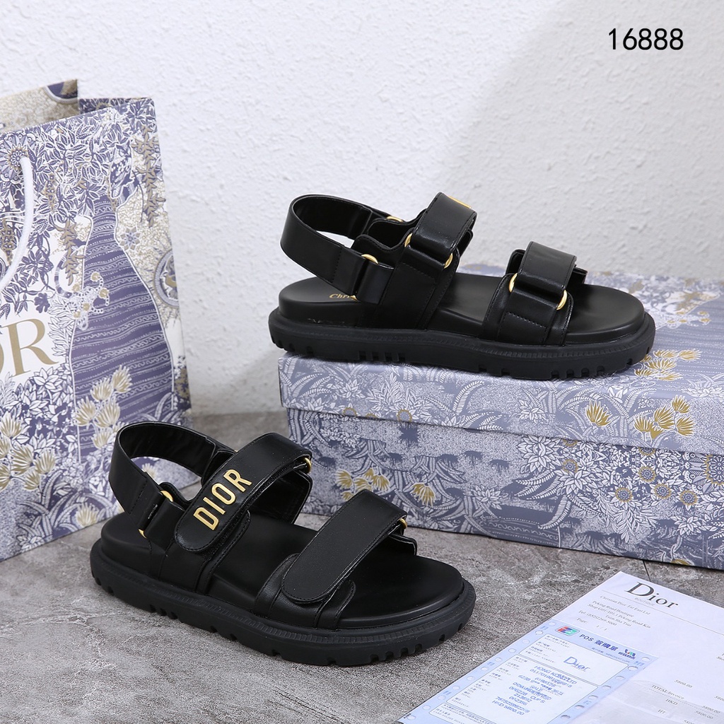 D D.Act Sandal Black Lambskin &amp; Black Oblique Jacquard #16888