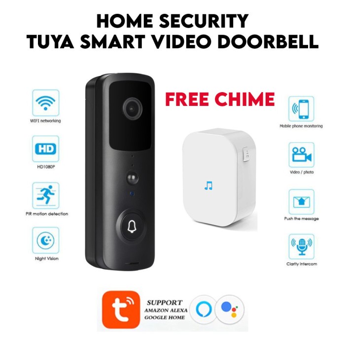 Smart Wifi Doorbell / Bel Pintu Dengan Kamera - Suara 2 Arah - Cctv