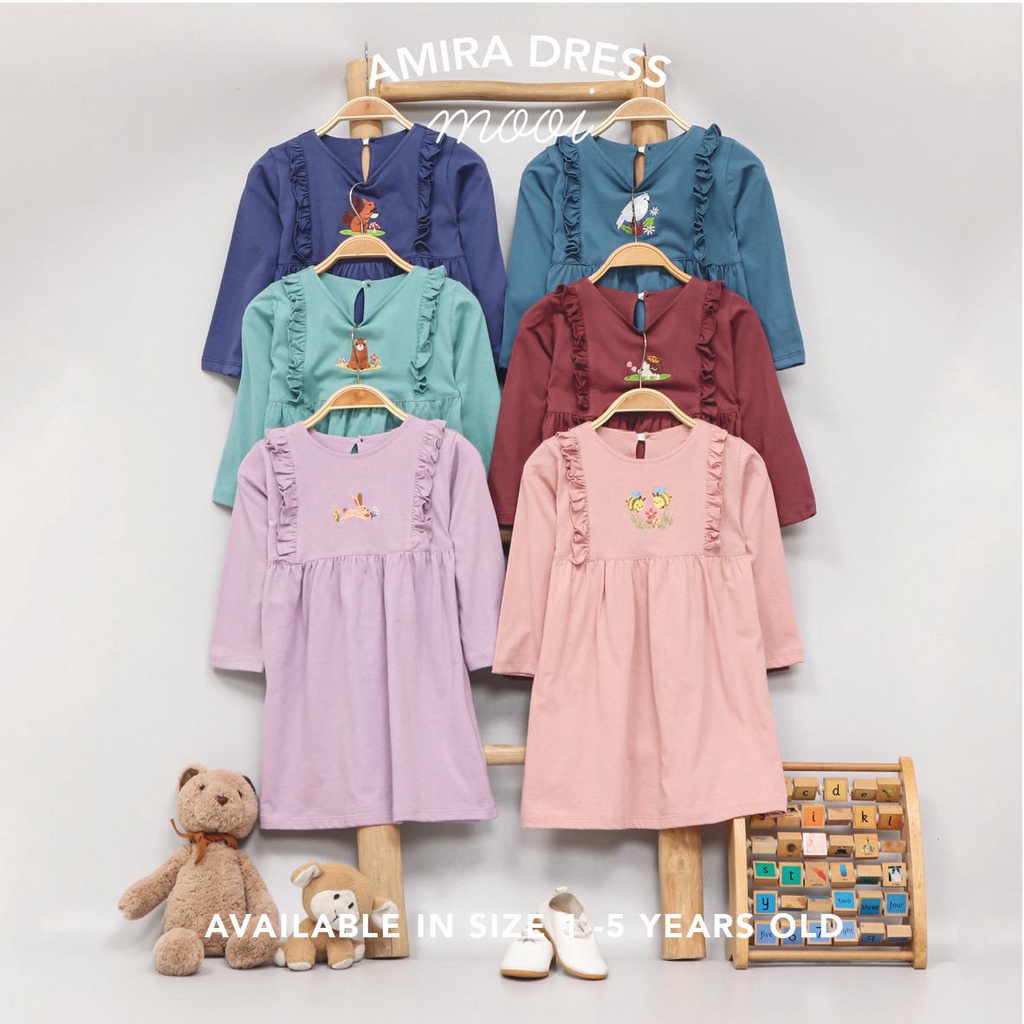 PROMO 7.7 PROMO BAJU LEBARAN MURAH CUCI GUDANG MOOI AMIRA DRESS DRESS DRESS ANAK PEREMPUAN DRES BAYI 1-12 Tahun