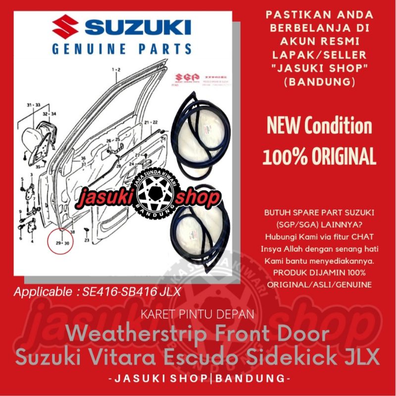 Door Weatherstrip Karet Pintu Depan Belakang Suzuki Vitara Escudo Sidekick Nomade JLX Asli Ori Origi