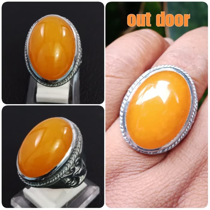 Cincin Batu Giok Kuning Pepaya Jumbo