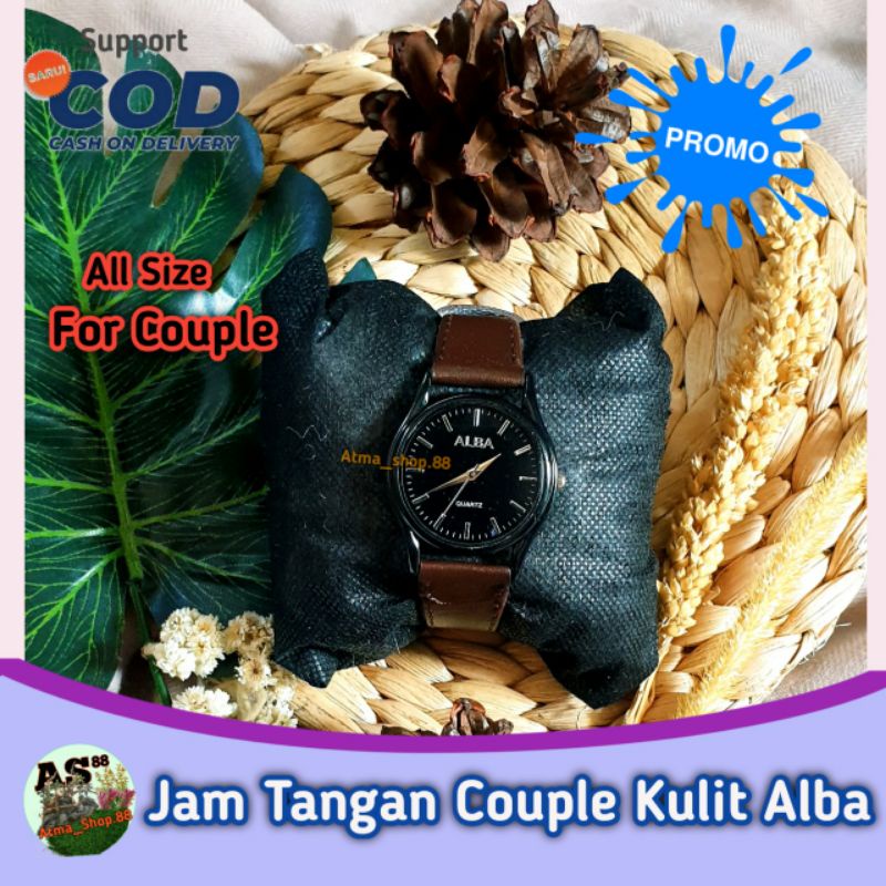 Jam Tangan Couple Wanita Pria Analog Alba Casual Import Kulit Premium Pasangan Anak Remaja Laki-laki Perempuan Grosir Promo Murah bisa Cod Porogapit.Id