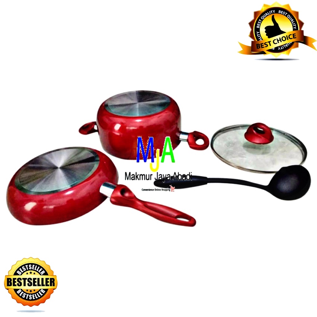 (BISA COD) Supra Rosemary Jasmine Set  COOKWARE SET 3 pcs/Panci Stainless/Panci Set/Bonus Spatula