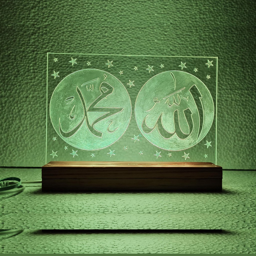 LAMPU LED KALIGRAFI ALLAH PURINSU ANIME LIGHT MOOD HIAS KAMAR FIGURE RGB TIDUR AKRILIK ACRYLIC TOKYO