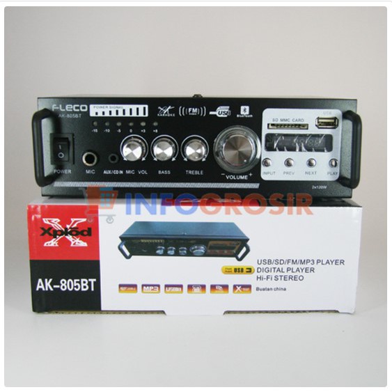 Amplifier FLECO AK-805BT Bluetooth Stereo Karaoke Mp3 player FM Radio