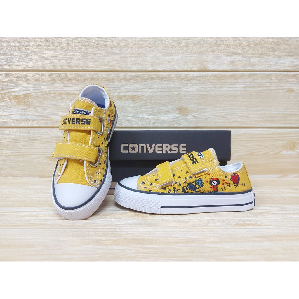 SEPATU ANAK LAKI | SEPATU ANAK PEREMPUAN | SEPATU ANAK CONV3RS3 4LL ST4R VELCRO MOTIF BTS BT21 24-33