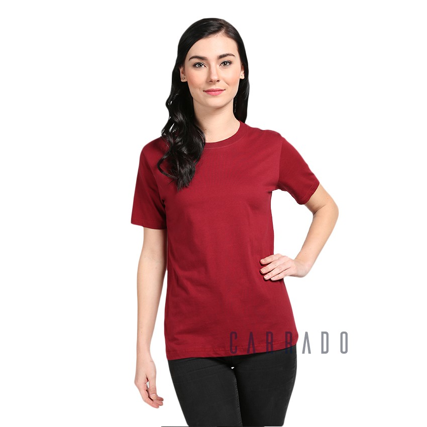 Carrado Kaos  Polos  Wanita Merah Maroon Kaos  T Shirt 