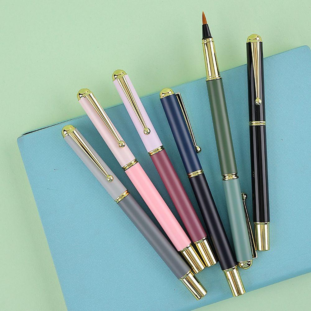 Agustina Fountain Pen Morandi Color 1PC Mengenang Hadiah Pena Tulisan Kantor Perlengkapan Sekolah Siswa Lukisan Lembut Musang Rambut Multicolor Logam Kecil Sikat Aksara Biasa