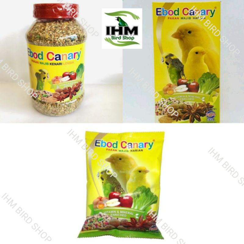 Pakan Burung Kenari Ebod Canary Sachet, Toples, & Dus