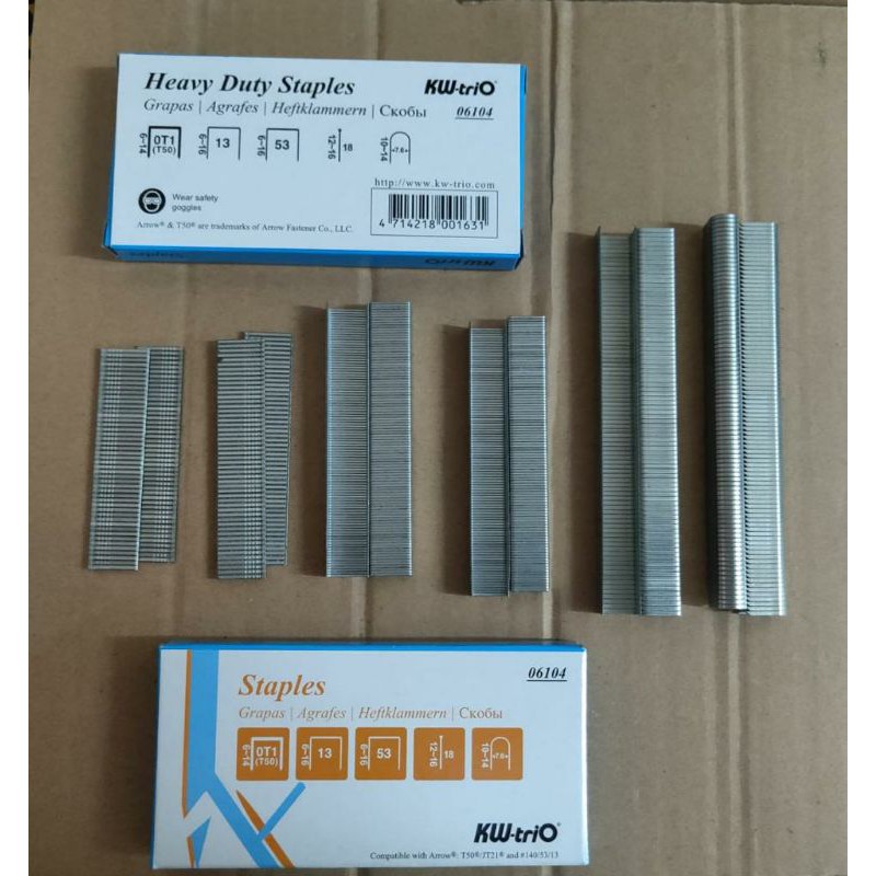 Staples paket tipe U, T, seri 23 dan 13 untuk Kw-trio tacker 18540