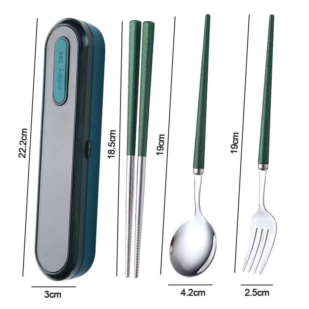 Preva 3PCS/Set Sendok Garpu Sumpit Set Aksesoris Dapur Reusable Alat Makan Camping Cutlery Set