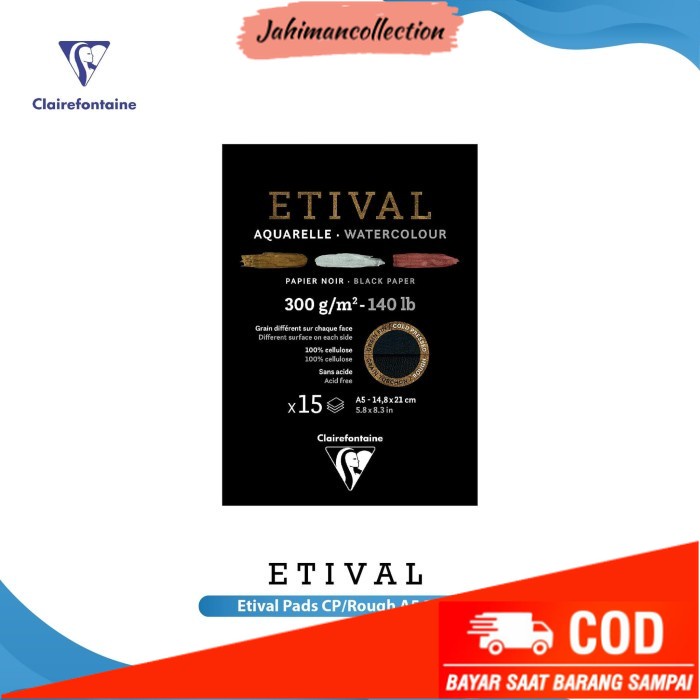 

✨ BISA COD ✨ Kertas Cat Air Clairefontaine Etival A5 Black Paper Watercolor Pad