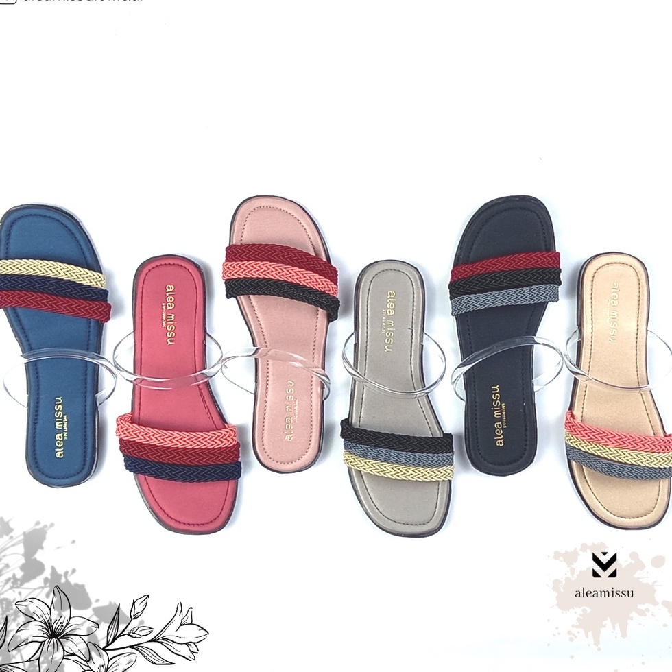 Super SALE !!! | Palmiera sandals Tali Kepang  kombinasi Jelly Flat Sandal Wanita by aleamissu