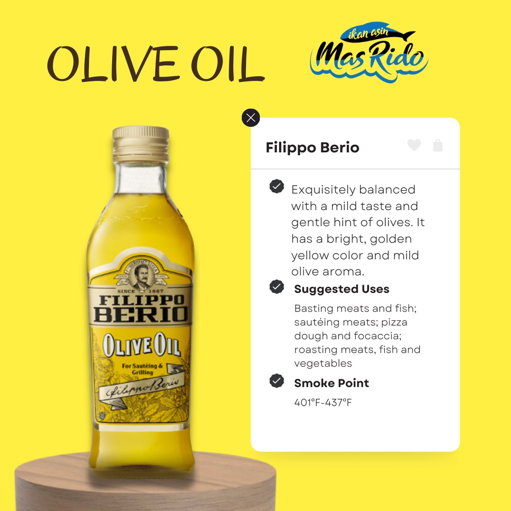 

Minyak Zaitun Olive Oil 500ml Fillipo Berio For Sauteing and Grilling