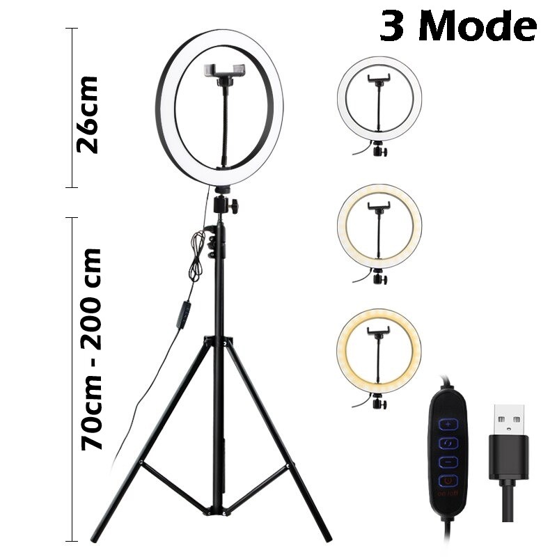 LAMPU HALO RING LIGHT KAMERA 120 LED 24W 10 INCH WITH SMARTPHONE HOLDER 26CM