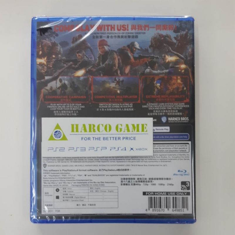 PS5 / PS4 BACK 4 BLOOD / BACK FOR BLOOD REGION 3 ASIA ENGLISH